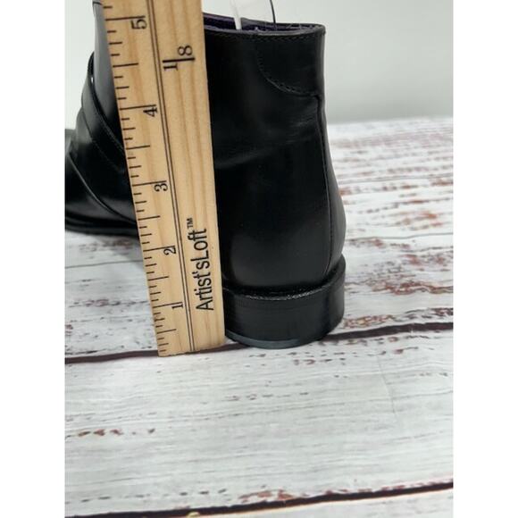 VTG Ralph Lauren Womens Ankle Boots Round Toe Purple Label Leather Black Size 9B - Picture 16 of 16